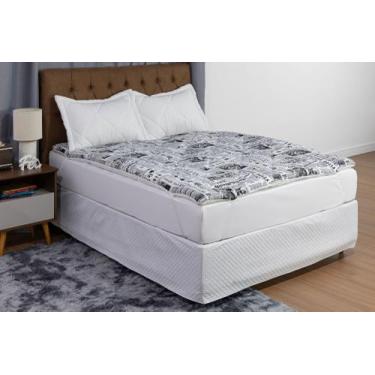 Imagem de Pillow Top Casal Queen 100% Algodão Com Travesseiros e Fronha 5 Peças 