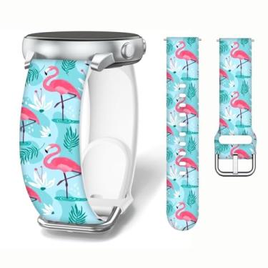 Imagem de Pulseiras Flamingo compatíveis com Samsung Galaxy Watch 7 6 5 4 mm e 44 mm/Watch 6 4 mm/Watch 6 4 Classic de 42 mm, 46 mm, 43 mm e 47 mm/Watch 5 Pro de 45 mm/Active de 2,20 mm, pulseira esportiva
