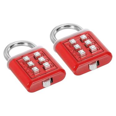 Imagem de PATIKIL Cadeado de combinação de 6 botões de dígitos, pacote com 2 mecanismos de bloqueio de 3 posições, botão de pressão, trava digital de segurança para academia, caixa de ferramentas, vermelho