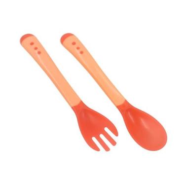 Imagem de Conjunto Infantil Colher Garfo Silicone Termossensivel Bebê - Eletrout