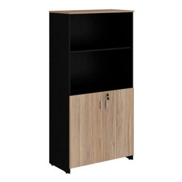 Imagem de Armário de Escritório New City I 2 PT Calvi e Preto 160 cm - WebOffice