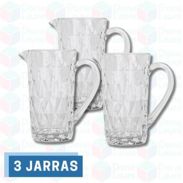 Imagem de Kit 3 Jarras Vidro Diamante 1 L Moderno Sucos Agua Mesa Posta - The Fl