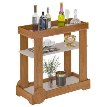 Imagem de Aparador Rose Carrinho Bar com Rodízios Artely Cor Cinamomo Off White