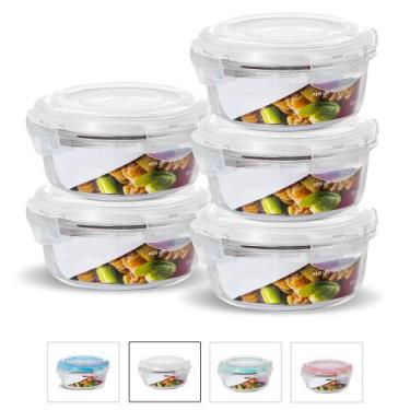 Imagem de KIT 5 Potes de Vidro Redondo com Tampa Hermética 620ml - U4home, Branc