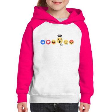 Imagem de Moletom Infantil Reações Facebook Eita! - Foca na Moda, Branco, Rosa, 