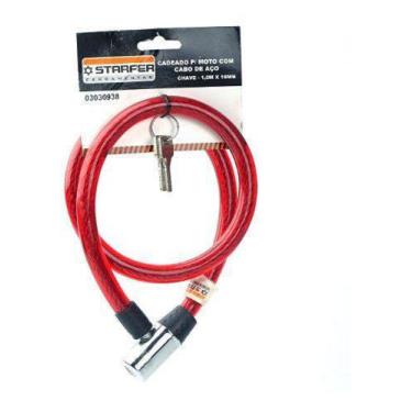 Imagem de Cadeado Para Moto Com Cabo De Aço 1m x 16mm e 2 chaves - STARFER