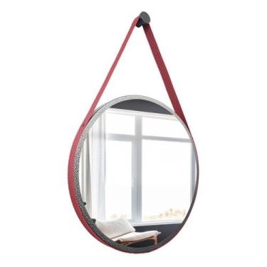 Imagem de Espelho Adnet Redondo Craqueado 50 Cm + Suporte - GH Papel De Parece, 