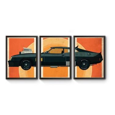Imagem de Kit 3  Quadros A4 Carro Mad Max Poster Moldurado - Fanarte