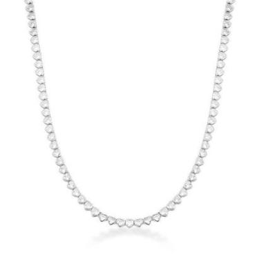 Imagem de Colar Riviera Zircônias Coração Semijoia Fecho Gaveta Cor:Colorido-Feminino