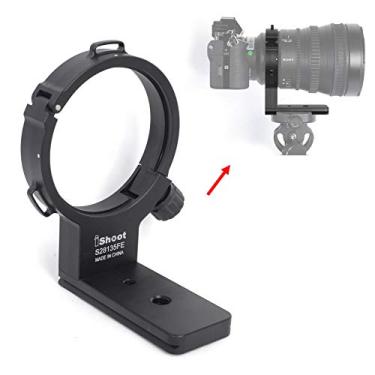 Imagem de iShoot Suporte de coleira de lente compatível com Sony FE PZ 28-135 mm f/4 G OSS SELP28135G, anel de montagem de tripé de lente usinada CNC, parte inferior é placa de liberação rápida ARCA Fit para