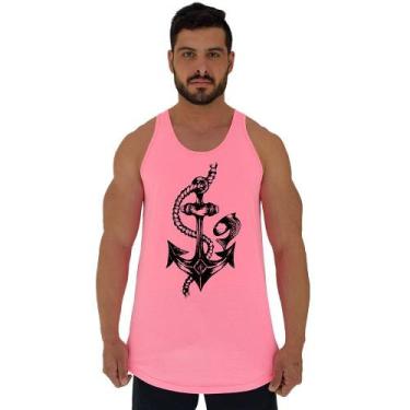 Imagem de Regata Longline Estampada Masculina MXD Conceito Ancora Marinha, Rosa 