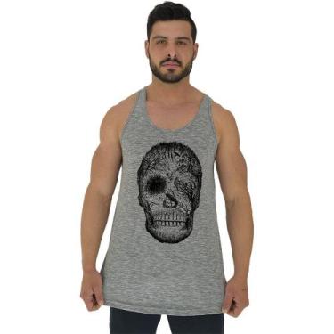Imagem de Regata Longline Estampada Masculina MXD Conceito Florest Skull, Cinza,