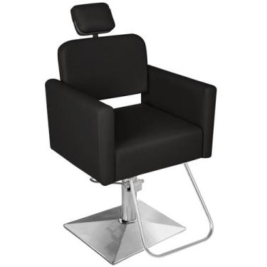 Imagem de Cadeira Cabeleireiro Ravenna Encosto Fixo Pé Quadrado Cromado - CC&S, 