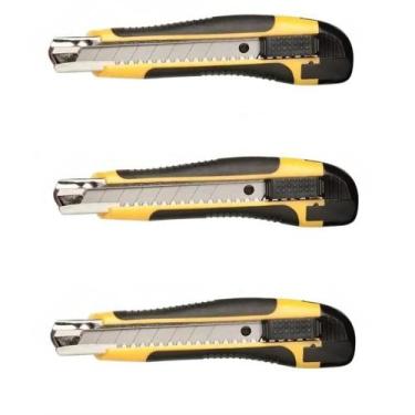 Imagem de Kit 3 Estilete Profissional Emborrachado C/ 2 Lâminas 18mm - Importado