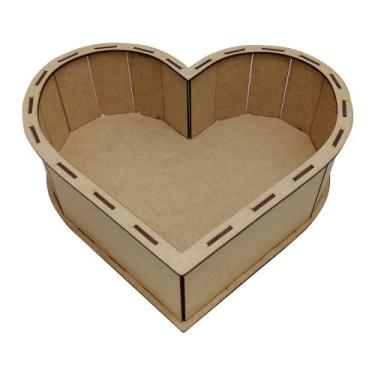 Imagem de Bandeja ou Cesta Coração 30x10 Laser Mdf Madeira - ATACADÃO DO ARTESAN