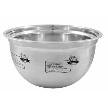 Imagem de Tigela de inox para saladas com receitas 25cm - EU QUERO PRESENTEAR