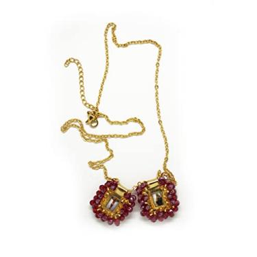 Imagem de Colar Escapulário Sagrado Pedra Murano Artesanal do Sagrado Coração de Jesus, Virgem Santa de Carmen, Arcanjo de São Miguel. 2 cm x 2 cm por Zaraleas, Couro, Sem Pedra Preciosa