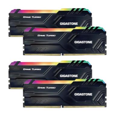 Imagem de RGB DDR4 RAM: kit GIGASTONE Game Turbo de 64 GB (4 x 16 GB) DDR4 3600 MHz PC4-28800 CL, 16-20-20-40, Intel XMP 2.0 AMD Ryzen 1,35 V UDIMM 288 pin sem buffer sem ECC PC Desktop de Memória de alto