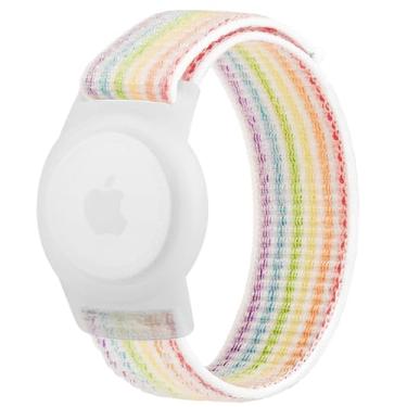Imagem de Vancle Pulseira infantil para Apple AirTag, capa protetora para rastreador GPS com pulseira de nylon, pulseira de relógio ajustável antiperda para bebês e idosos