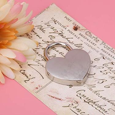 Imagem de Cadeado Vintage de Metal Com Trava de Coração, Suprimentos para Artesanato, Chave 45x59mm para Caixa de Joias, Diário (Laksa)