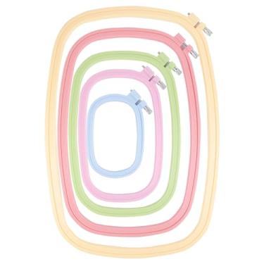 Imagem de Framendino Pacote Com 5 Bastidor De Bordado Quadrado De 5 Tamanhos, Bastidor De Plástico Para Ponto Cruz, Molduras De Bordado Reutilizáveis, Anéis Para Projeto De Bordado De Costura Faça Você Mesmo (