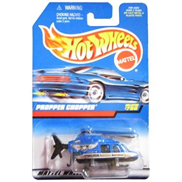 Imagem de Mattel Hot Wheels 1998 - Helicóptero fundido em escala 1:64, cortador de hélice, ouro e azul, colecionador #798
