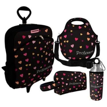 Imagem de Kit Escolar Infantil Mochila de Rodinha + Lancheira Térmica + Necessaire Plus + Squeeze de Alumíni-Unissex