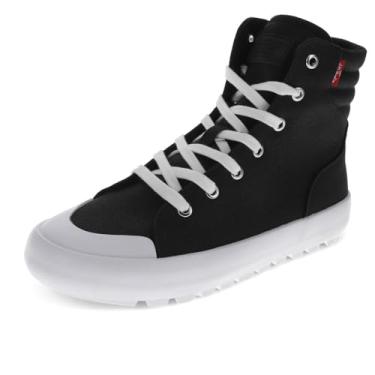 Imagem de Levi's Tênis feminino Olivia II CT CVS casual com cadarço e cano alto, Preto/branco, 35