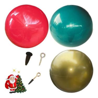 Imagem de 20 Bolas De Vinil 37cm Vermelha/Dourada/Verde Natal com Argolas - Cent