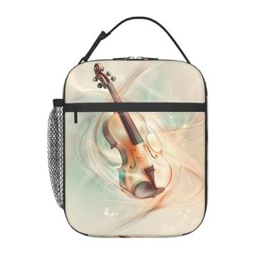 Imagem de SIUKUS Lancheira isolada para crianças, meninos, meninas, lancheira reutilizável para escola, escritório, trabalho, piquenique, viagens, música clássica violino lancheira