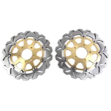Imagem de Kit de discos e pastilhas de freio dianteiro flutuante compatível com Suzuki GSXR 1000 2003, acessórios de substituição de motocicleta dourado
