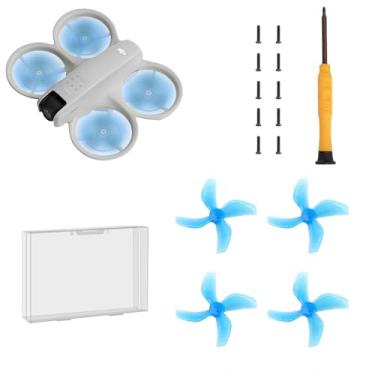 Imagem de TEHAOUU Hélices coloridas para drone DJI Neo hélices de baixo ruído, leves, duráveis, lâminas de asa de hélice para acessórios DJI Neo, peças de reposição rápida, 4 peças (azul)