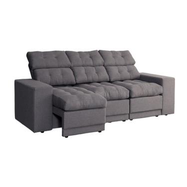 Imagem de Sofá 3 Lugares Retrátil e Reclinável Baden Linho Grafite 230 cm