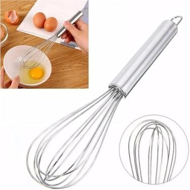 Imagem de Batedor de Ovos e Massas Fouet Manual, Inteiramente em Aço Inoxidável, Excelente Durabilidade e Belo Design, Útil Para Diversas Receitas Como Massas de Bolo, Tortas, Pães, Cremes, Claras em Neve