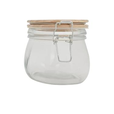 Imagem de Mimo - Pote 500Ml Hermetico Vidro Vitreo Com Tampa Madeira Mimo Vd23025