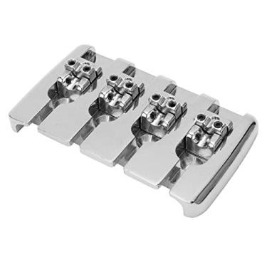 Imagem de Substituição de Ponte de Guitarra de 4 Destramento de Ponte de Metal Resistente a Verrugas para Instrumentos de Cordas