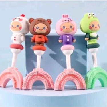 Imagem de 1 Kit Com 2 Escovas Dentes Cerdas Macias E Gengivas Infantil 360 Graus U Crianças E Bebês Mordedor