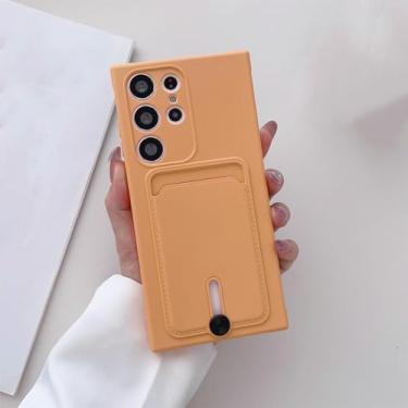 Imagem de HPQWN Para S24 Ultra Phone Case Wallet com porta-cartão Soft Tpu Cover (para S24 Ultra/Orange)