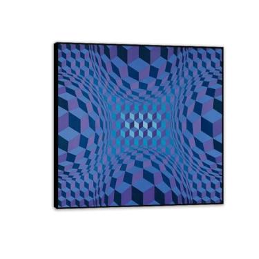 Imagem de Cheyat-wife, 1971 por Victor Vasarely Arte Visual Óptica Tela Pintura a Óleo Estética Imagem Pendurada Decoração de Casa 40 x 40 cm Moldura Preta