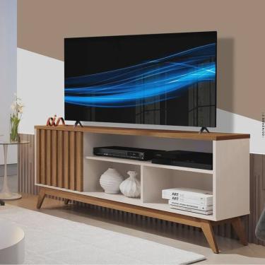 Imagem de Rack Malbec 1.36 Wood Ripado Off White/Freijó - Giga Móveis