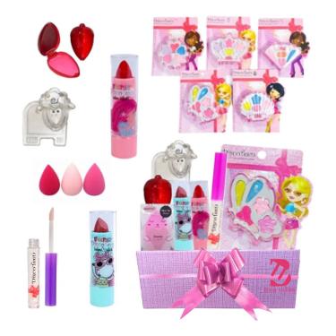Imagem de Combo Conjunto de Maquiagem Infantil Acessórios Básico Beleza Rara Linda Caixa De Presente - BZ144