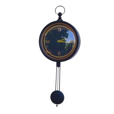 Imagem de Relógio de Parede Pendulo Ativo Retrô 42cm Preto/Dourado.