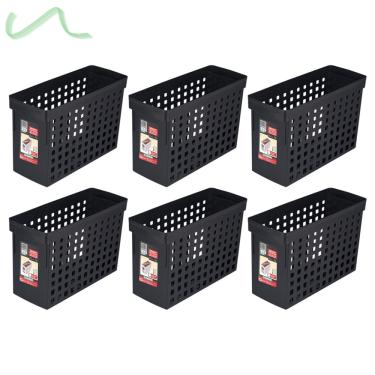 Imagem de Kit 6 Caixa Arquivo Móvel Estreito Preto Para Pastas Suspensas Ordene