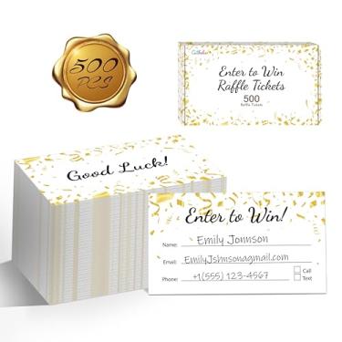 Imagem de Bilhetes de sorteio de 500 peças, cartões de entrada para a sorte com espaço para nome, endereço de e-mail, número de telefone, cartões de concurso para sorteios, urna, 50/50, leilão (8,9 cm x 5 cm)