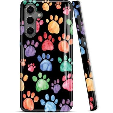 Imagem de ZISKGZO Capa Dual Guard para Samsung Galaxy A56 5G, capa rígida de camada dupla + capa de silicone 2 em 1 - capa protetora para celular à prova de choque, estampa de pata de animal