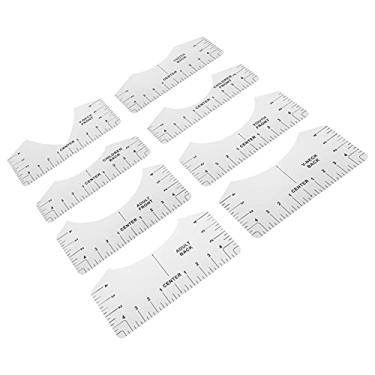 Imagem de Conjunto de régua de guia de camiseta transparente, 8 tamanhos, ferramenta de alinhamento para design de roupas com ferramenta de calibração de pescoço redondo, sublimação e HTV (estilo branco de