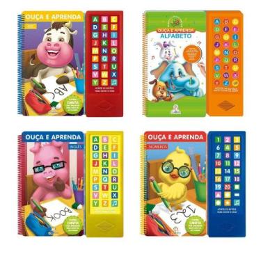 Imagem de Coleção Completa de Livros Sonoros - Ouça e Aprenda: ABC, Alfabeto, In