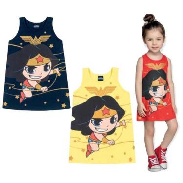 Imagem de Vestido infantil bebê mulher maravilha licenciado - Romitex, Azul, 1