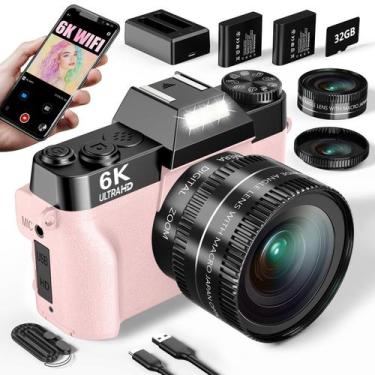 Imagem de Câmera digital WIKICO 6K 64MP Vlogging 16X Zoom com cartão TF de 32GB