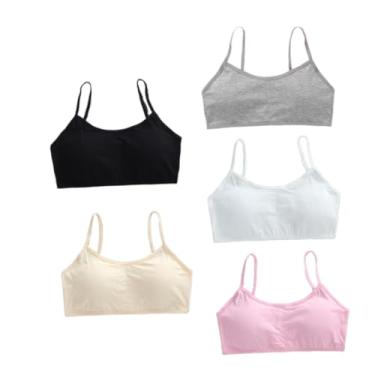 Imagem de Jeserom Sutiã esportivo para meninas grandes sem fio acolchoado leve para iniciantes 10-16 anos, Branco/Rosa/Cinza/Preto/Nude, 10-16 Anos